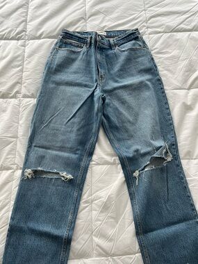 Abercrombie & Fitch Light Blue Distressed Straight-Leg Jeans